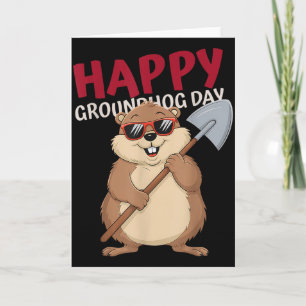 Tarjeta Día de la Marmota Feliz de Dibujos Animados 