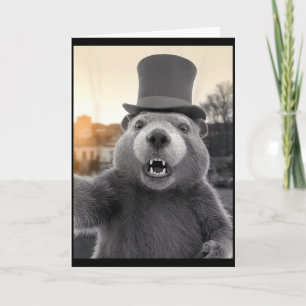 Tarjeta Día de la Marmota Funny Selfie de Marmota