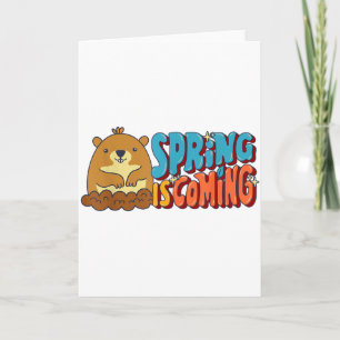 Tarjeta Día de la Marmota La primavera está llegando Citas