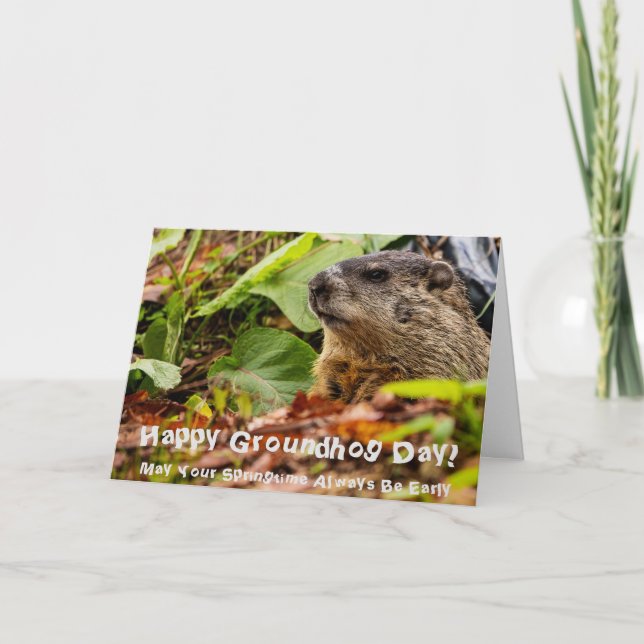 Tarjeta Día de la marmota primavera  (Anverso)