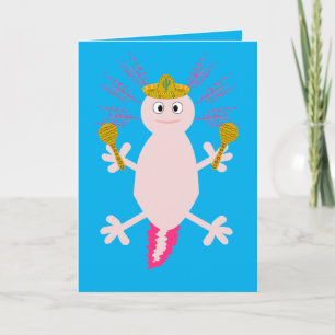 Tarjeta Día de la Muerte Personalizado Axolotl Mexicano