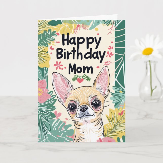 Tarjeta Día de la Perra Perra Chihuahua - Feliz cumpleaños (Planta pequeña)