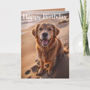 Tarjeta Día de la playa de Golden Retriever