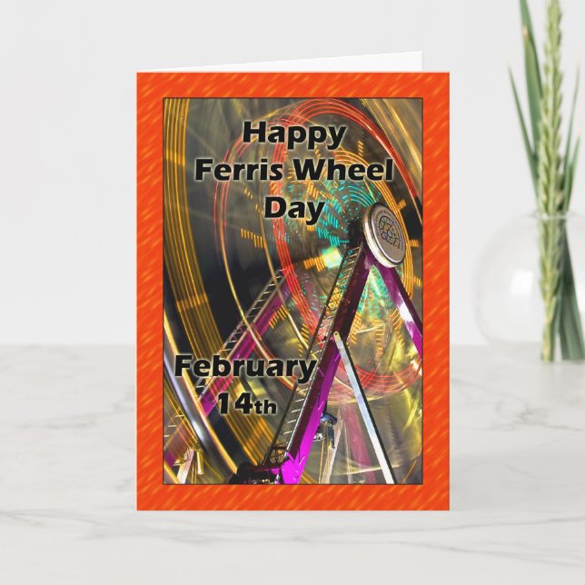 Tarjeta Día de la Rueda de Ferris 14 de febrero (Anverso)