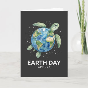 Tarjeta Día de la Tierra 22 de abril eslogan tortuga salva