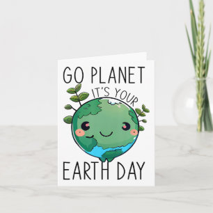 Tarjeta Día de la Tierra Cuidada Go Planet Earth Day Para 