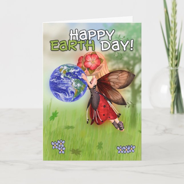 Tarjeta Día de la Tierra, Día de la Tierra feliz, hada (Anverso)