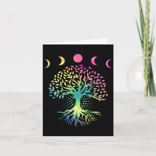 Tarjeta Día de la Tierra Fases de la Luna Árbol Vibe Retro