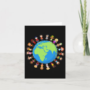 Tarjeta Día de la Tierra Niños de Todo el Mundo Ambientali