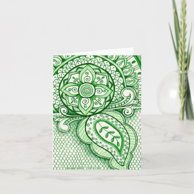 Tarjeta Día de la Tierra reciclar Damasco Mandala en blanc (Anverso)