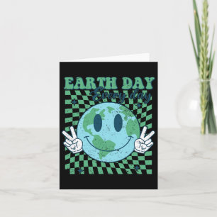 Tarjeta Día de la Tierra Retro Salva el Planeta Mujer Prof
