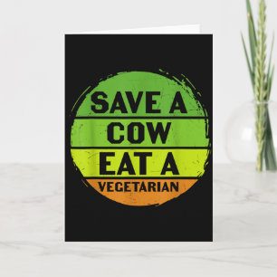 Tarjeta Día de la Tierra Salva una vaca Come vegetariano D