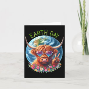 Tarjeta Día de la Tierra Signo de Paz Vaca Novilla Animal