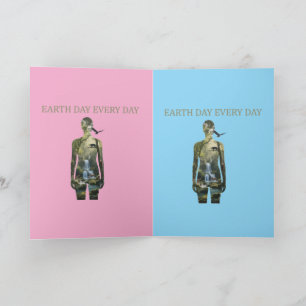 Tarjeta Día de la Tierra Todos los Días Arte de Silueta de