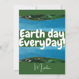 Tarjeta día de la tierra todos los días, hazte verde, cien