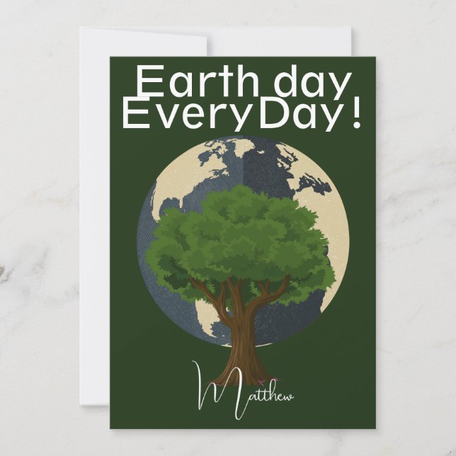 Tarjeta día de la tierra todos los días, hazte verde, cien (Anverso)