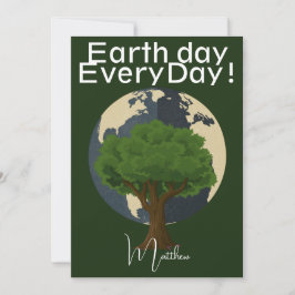 Tarjeta día de la tierra todos los días, hazte verde, cien