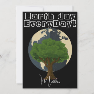 Tarjeta día de la tierra todos los días, ve verde, arte ci