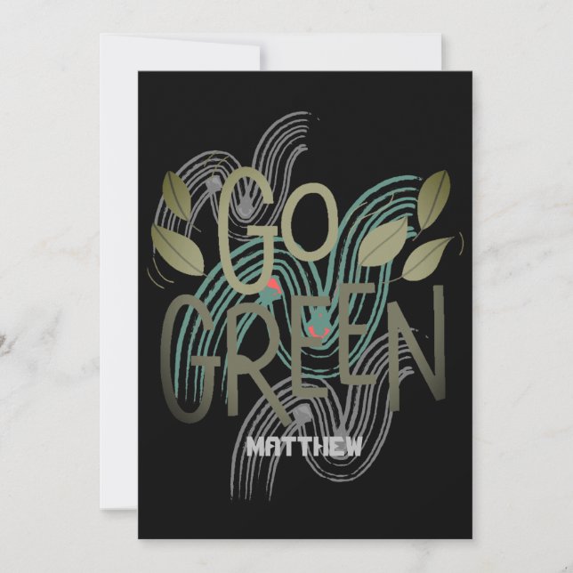 Tarjeta día de la tierra, vamos verde, arte simple ciencia (Anverso)