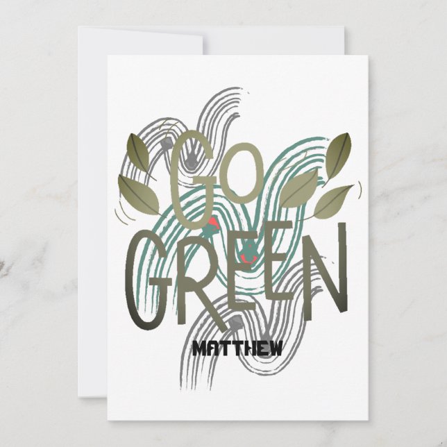 Tarjeta día de la tierra, vamos verde, arte simple ciencia (Anverso)