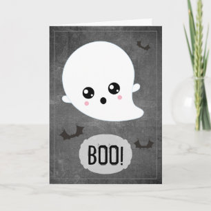 Tarjeta Día de las Brujas Fantasma Kawaii