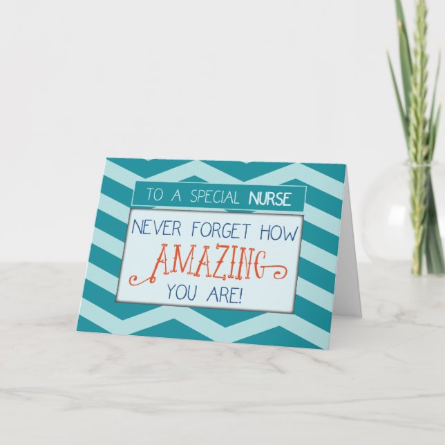 Tarjeta Día de las enfermeras, asombroso con Verde azulada (Anverso)