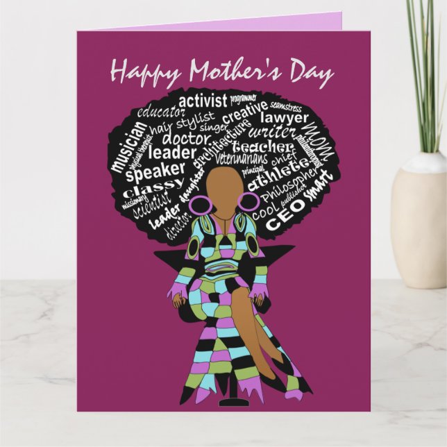 Tarjeta Día de las madres afroamericanas de arte de palabr (Anverso)