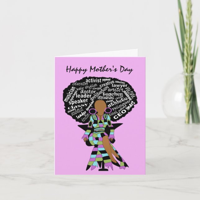 Tarjeta Día de las madres afroamericanas de arte de palabr (Anverso)