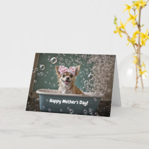 Tarjeta Día de las Madres Chihuahua lindo y divertido perr