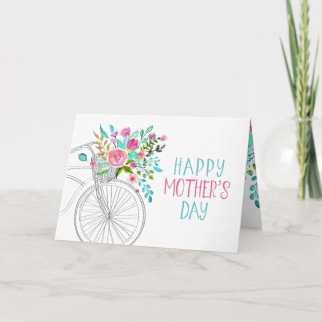 Tarjeta Día de las madres con flores acuarelas (Anverso)