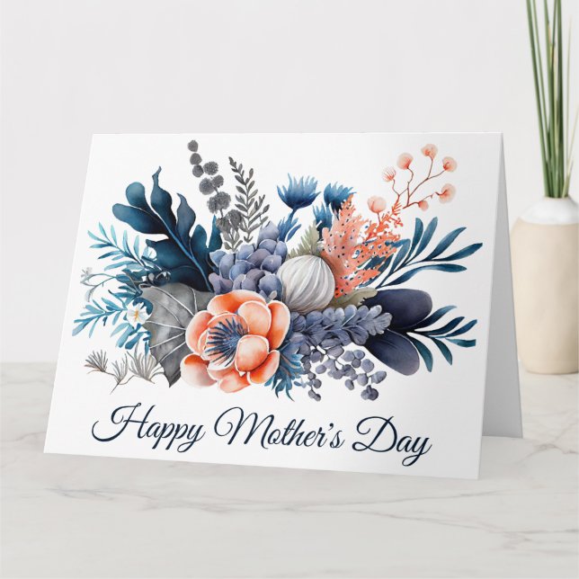 Tarjeta Día de las madres con flores acuarelas (Anverso)