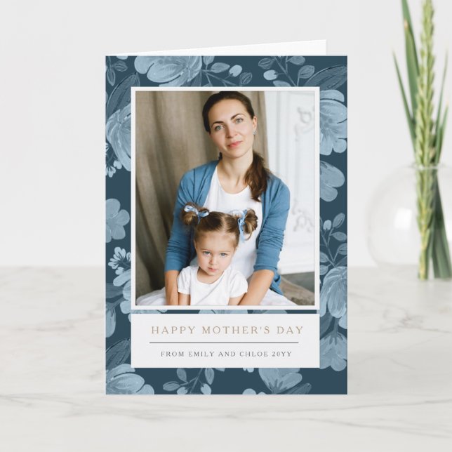 Tarjeta Día de las madres con flores de marina (Anverso)