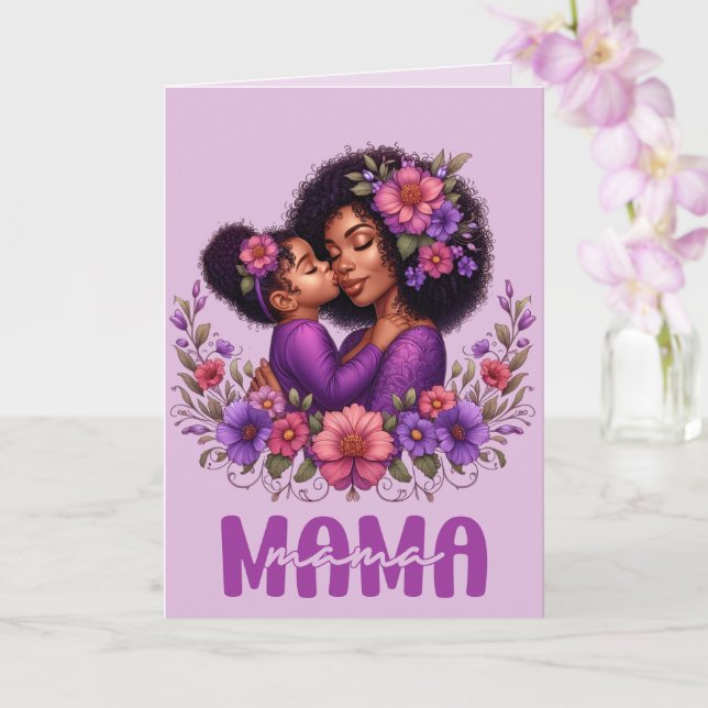Tarjeta Día de las madres de los afroamericanos y sus hija (Orquídea)