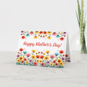 Tarjeta Día de las Madres Flor Silvestre Brillante
