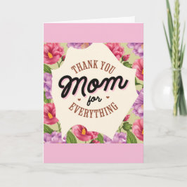 Tarjeta Día de las Madres Gracias Mamá Floral Rosa