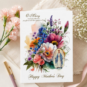 Tarjeta Día de las Madres Oración Floral Religiosa