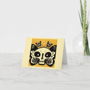 Tarjeta Día de las Mariposas Muertas Woodcut 1