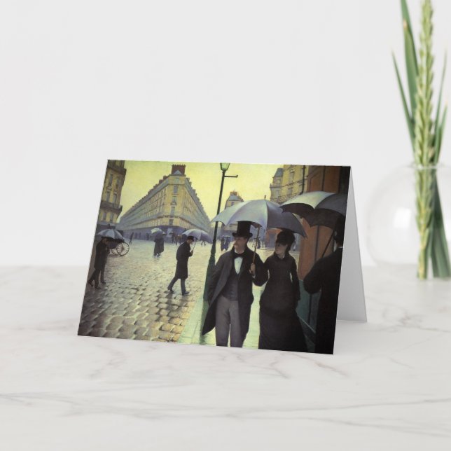 Tarjeta Día de lluvias en la calle de París por Gustave Ca (Anverso)