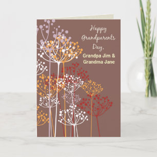 Tarjeta Día de los Abuelos Flores Silvestres Marrones Reli