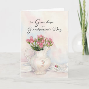Tarjeta Día de los Abuelos para la Abuela Floral Rosa Vint