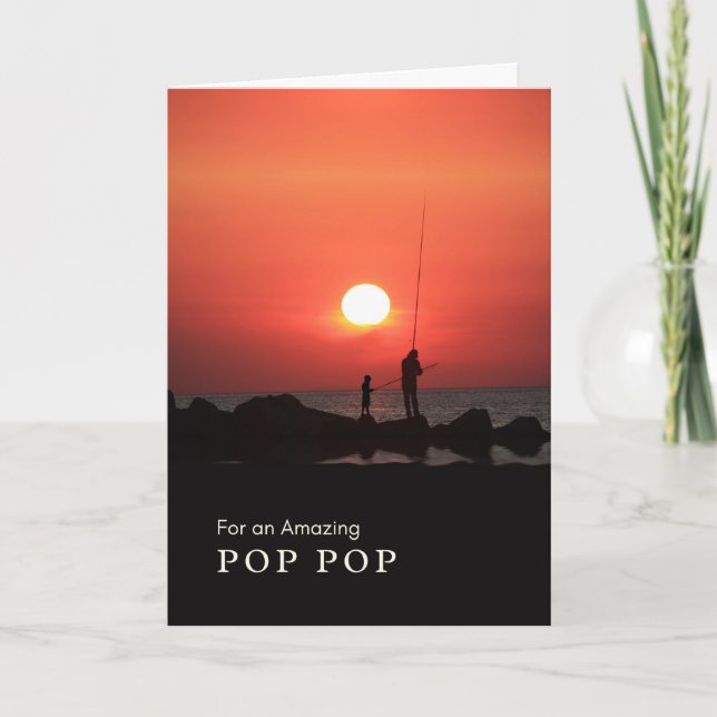 Tarjeta Día de los abuelos para la pesca del pop al atarde (Anverso)