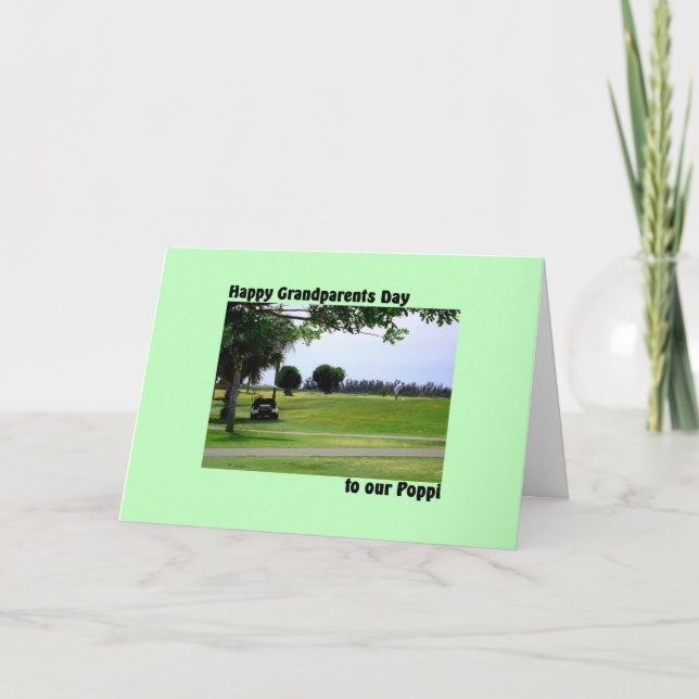 Tarjeta Día de los Abuelos para Poppi con Escenario de Gol (Anverso)
