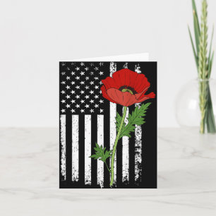 Tarjeta Día de los Caídos Amapola Roja Bandera Americana V