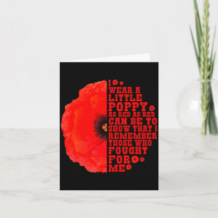 Tarjeta Día de los Caídos amapola roja pequeña recuerda qu