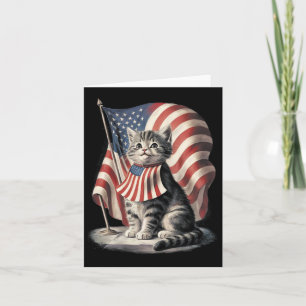 Tarjeta Día de los Caídos Gato Divertido Gatito 4 de Julio