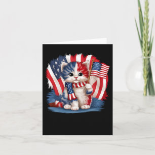 Tarjeta Día de los Caídos Gato Divertido Gatito 4 de Julio
