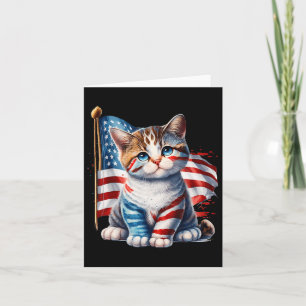 Tarjeta Día de los Caídos Gato Divertido Gatito 4 de Julio