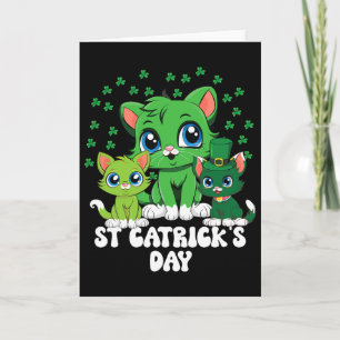 Tarjeta Día de los Gatos de San Patricio Gatos Verde San P