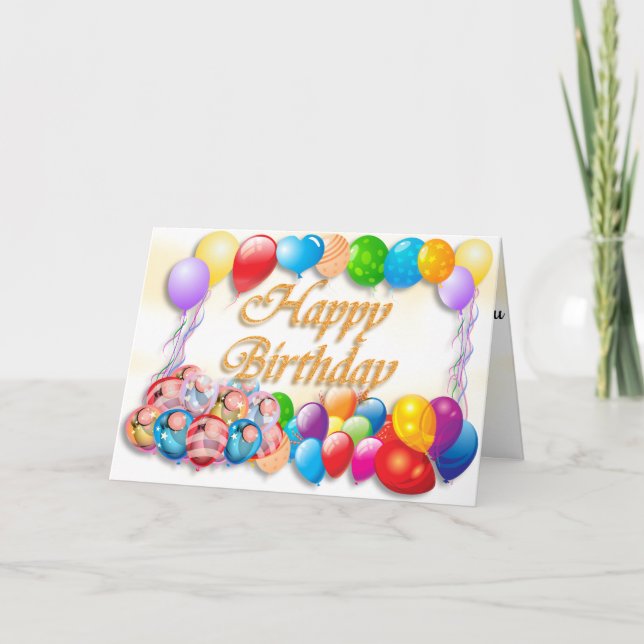 Tarjeta Día de los Globos Coloridos (Anverso)