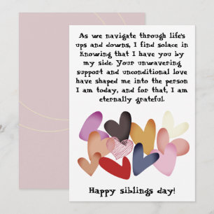 Tarjeta Día de los Hermanos / Cumpleaños Hermanos Hermanas